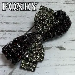 希少 FOXEY フォクシー ブローチ ツイスト リボン ラインストーン