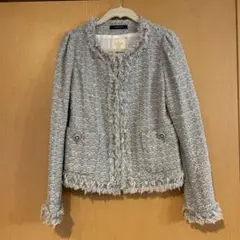 ノーカラージャケット ツイードジャケット
