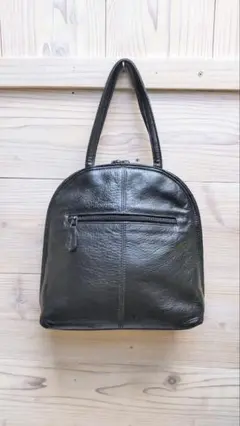 サイドジッパーオープン型/レザー ハンドバッグ 黒 サイズcm 24x24