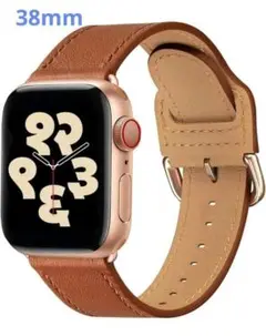 Apple Watch ブラウン×ローズゴールド レザーバンド 本革
