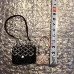 ビーズミニハンドバッグセット ブラック・ピンク