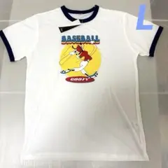 新品 ディズニー グーフィー ベースボール L リンガーTシャツ 半袖Tシャツ