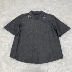 TIGREティグルブロカンテ　花柄　刺繍　半袖　シャツ