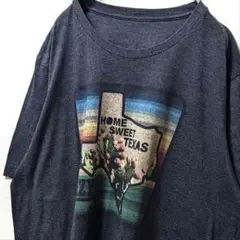 ホームスウィートテキサス LAZY ロゴ Tシャツ グレー 灰色 古着