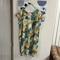 graniph フラワープリント 半袖ロングワンピース