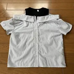 西松屋　肩出し　シャツ　女の子　ストライプ　130