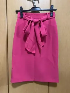 M.deux リボン付きピンクタイトスカート
