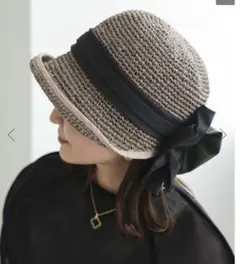 新品未使用　kozue×Donobanコラボ リボンクロッシュハット リボンクロッシュハット[C]