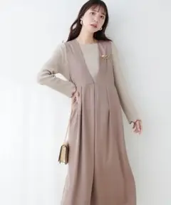 natural couture ツイルクロスBIGチェックフロッキーワンピース