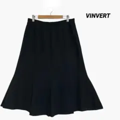 美品/バンベール/薄手マーメイドスカート/裏地あり/黒/大きめサイズ