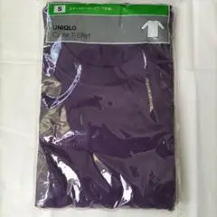 【新品未使用】UNIQLO 綿100%カラーネックTシャツ S （７部袖）紫色
