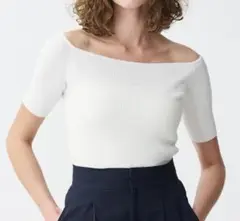 uncrave リネンニット オフショルトップス　ホワイト
