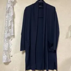 新品　コムサイズム ネイビーシンプル ロング丈　レディース　カーディガン　M