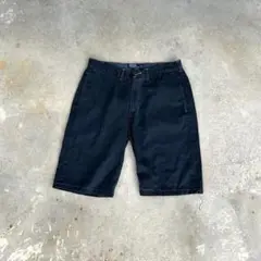 90s ラルフローレン 黒 ワイドパンツ コットン ブラック ショートパンツ