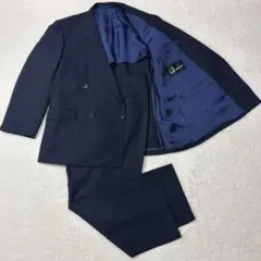 ダンヒル　dunhill ダブルブレスト ビジネススーツ　ネイビーストライプ