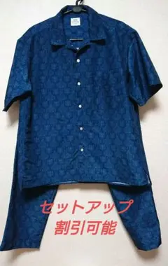 coen（コーエン）ダマスク柄 セットアップ シャツ パンツ 半袖シャツ
