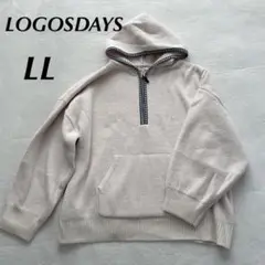 【LOGOSDAYS】ハーフジップパーカー 備品 LL アイボリー ビックサイズ