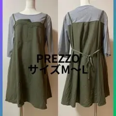PREZZO しまむら　レイヤード風　チュニック　ワンピース　グレー　カーキ　M