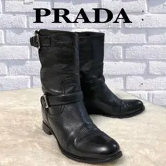【超美品】PRADA プラダ 鹿革 ショートブーツ エンジニアブーツ 23㎝