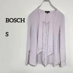 BOSCH 薄紫 長袖サテン風シャツ 薄手羽織り涼しげS b264
