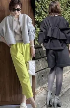 イデアルーチェ ボンディングフリルブルゾン ネイビー