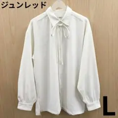 値引セール　ジュンレッド　リボン付ドレープシャツ　F0724A14-7