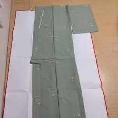 薄緑色 小紋着物 単衣 洗える着物