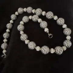 シルバー メタル クリスタル ウォレットチェーン 約60cm