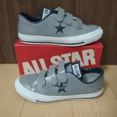 ワンスター　V-3 グレー×ネイビー　ベルクロ　レザー one star