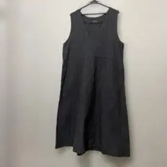 美品　中古品 保多織　（有）岩部保多織本舗　黒　ノースリーブ　ロングワンピース