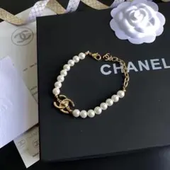 B076 ヴィンテージシャネルCHANELチャーム パールブレスレット