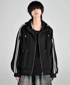 adrer ラインスリーブトラックジップパーカージャケット ブラック S