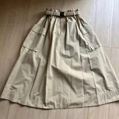 クールカレアン 両サイドポケット、ベルト付きスカート M ベージュ