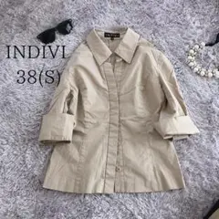 INDIVI インディヴィ 38 M ベージュ 日本製 七分袖シャツ ブラウス