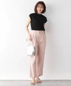 グローバルワーク　ハイウエストタックデニム　GOODデニムタックワイドパンツ