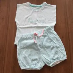 水色チェック柄上下セット（hooray!刺繍）