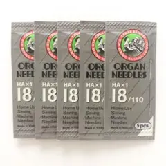 【HA×1】18番 5パック 25本 オルガン ミシン針 家庭用 職業用 厚手