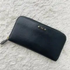 美品 フェンディ 長財布 ラウンド サフィアーノレザー ロゴ 黒