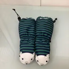 BURTON キッツ　ミトン手袋 緑と青のストライプ　5〜6歳用