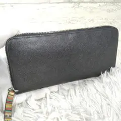 【美品】Paul Smith 長財布 ジップストローグレイン レザー ブラック