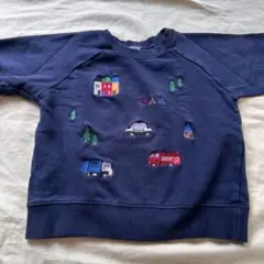petit main 車刺繍トレーナー 100cm ネイビー
