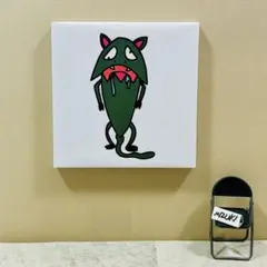 謎・生物「だるい〜」柄（大）　ファブリックパネル仕上げ　イラスト　障害者アート