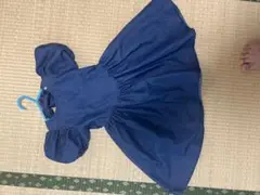 美品　petit main ダークブルー デニム風 ワンピース 半袖