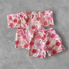 サンリオ　ハローキティ　女の子甚平　セットアップ　ピンク　80