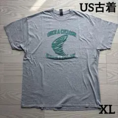 US古着 半袖Tシャツ グレー アメリカ古着 片面プリント GILDAN XL