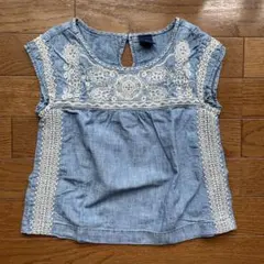 GapKids 刺繍デニムシャツ Sサイズ