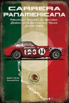 新品 ブリキ看板 カレラパナメリカーナ Carrera Panamericana