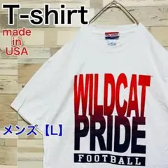 YD71【アメリカ製】football　半袖Tシャツ【メンズL】ホワイト