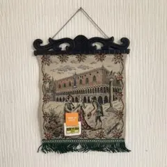 イタリア製 ローム 壁掛け タペストリー 織物 風景 人物 花柄 レトロ 新品
