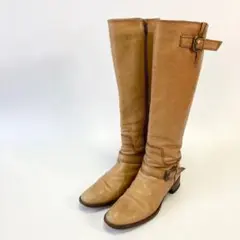 マーガレットハウエル⭐️【22.5】ロングブーツ サイドジップ レザー キャメル